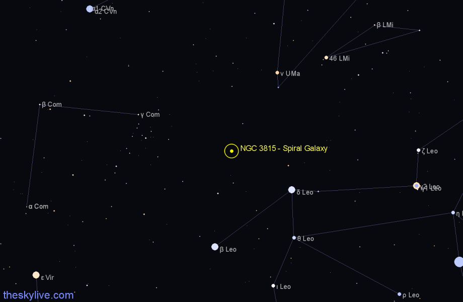 Finder chart NGC 3815 - Spiral Galaxy in Leo star