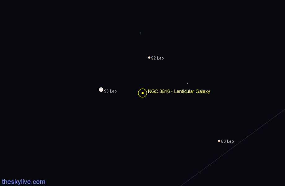 Finder chart NGC 3816 - Lenticular Galaxy in Leo star