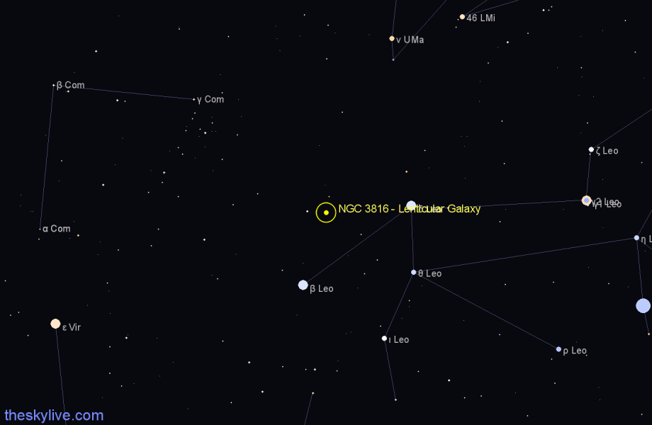 Finder chart NGC 3816 - Lenticular Galaxy in Leo star