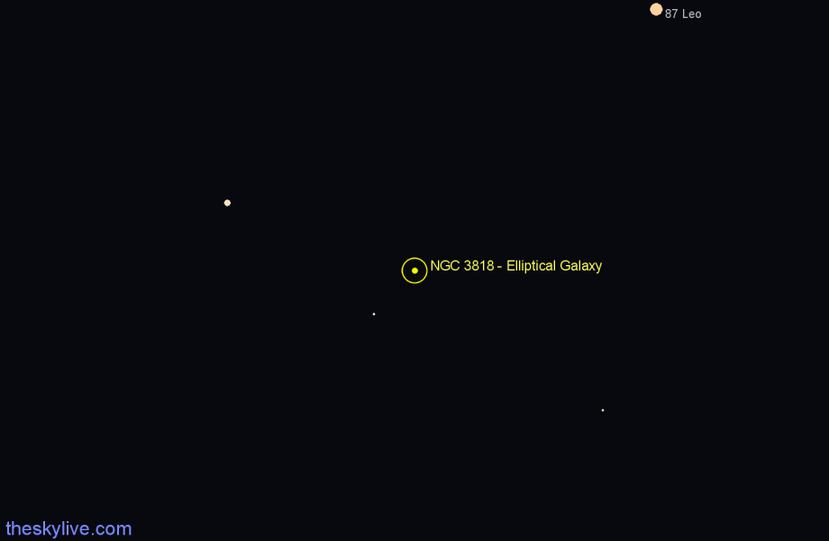 Finder chart NGC 3818 - Elliptical Galaxy in Virgo star