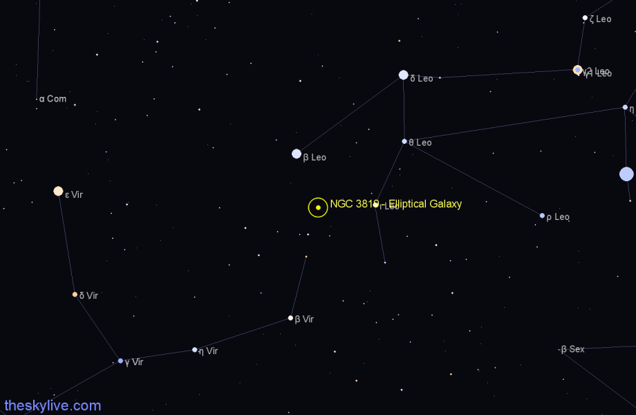 Finder chart NGC 3819 - Elliptical Galaxy in Virgo star