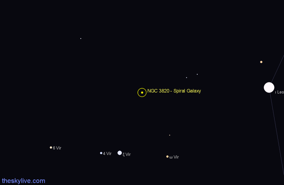 Finder chart NGC 3820 - Spiral Galaxy in Virgo star