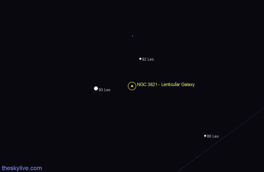 Finder chart NGC 3821 - Lenticular Galaxy in Leo star