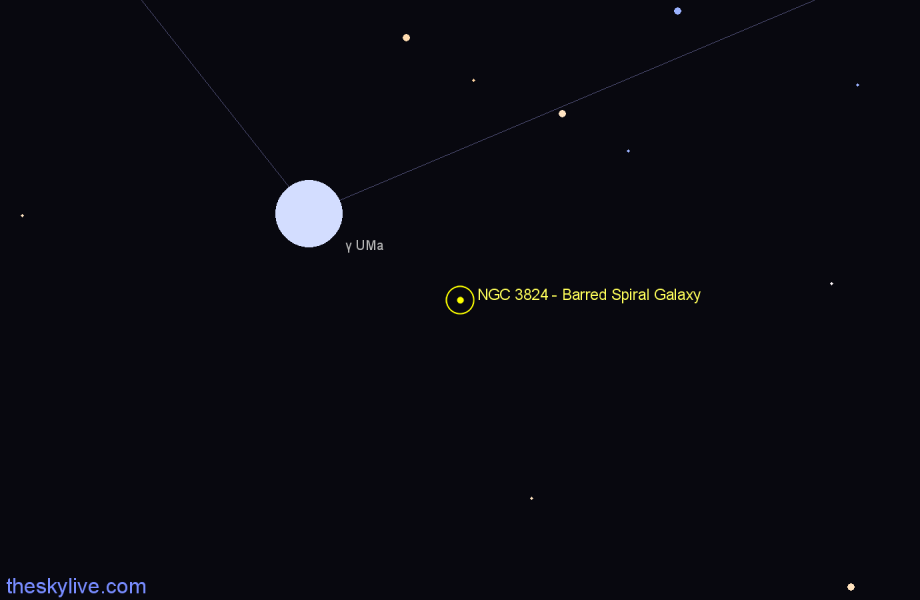 Finder chart NGC 3824 - Barred Spiral Galaxy in Ursa Major star