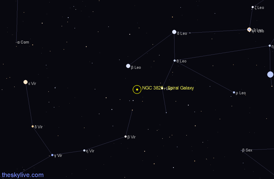 Finder chart NGC 3825 - Spiral Galaxy in Virgo star