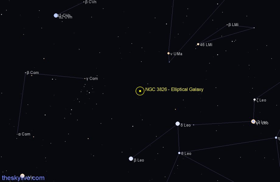 Finder chart NGC 3826 - Elliptical Galaxy in Leo star