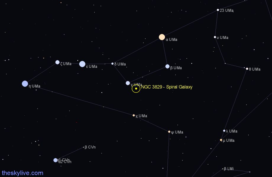 Finder chart NGC 3829 - Spiral Galaxy in Ursa Major star