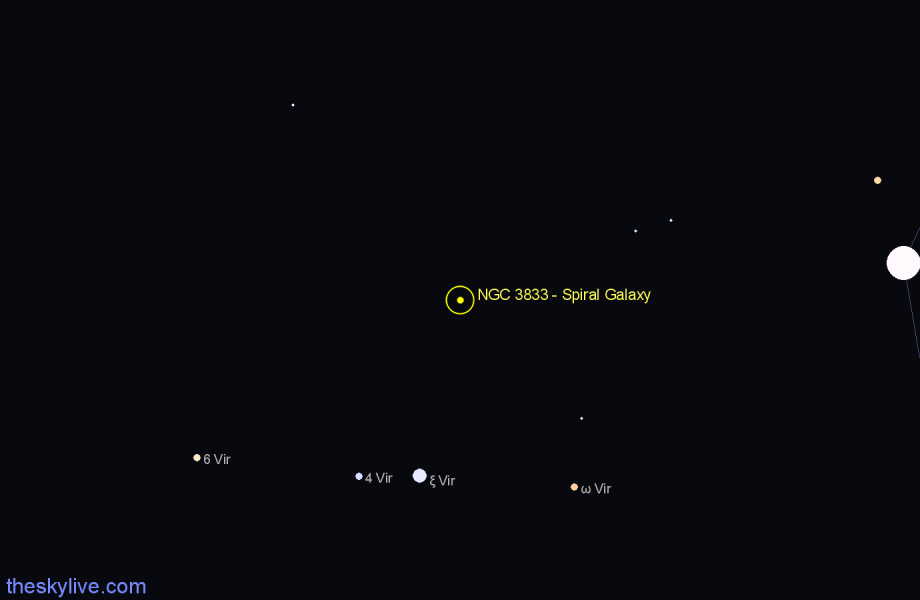 Finder chart NGC 3833 - Spiral Galaxy in Virgo star