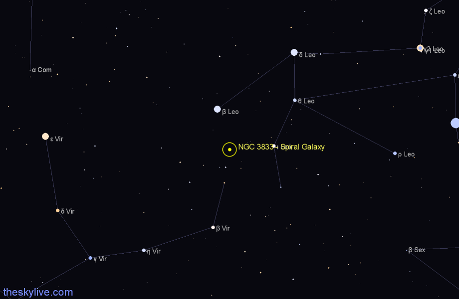 Finder chart NGC 3833 - Spiral Galaxy in Virgo star