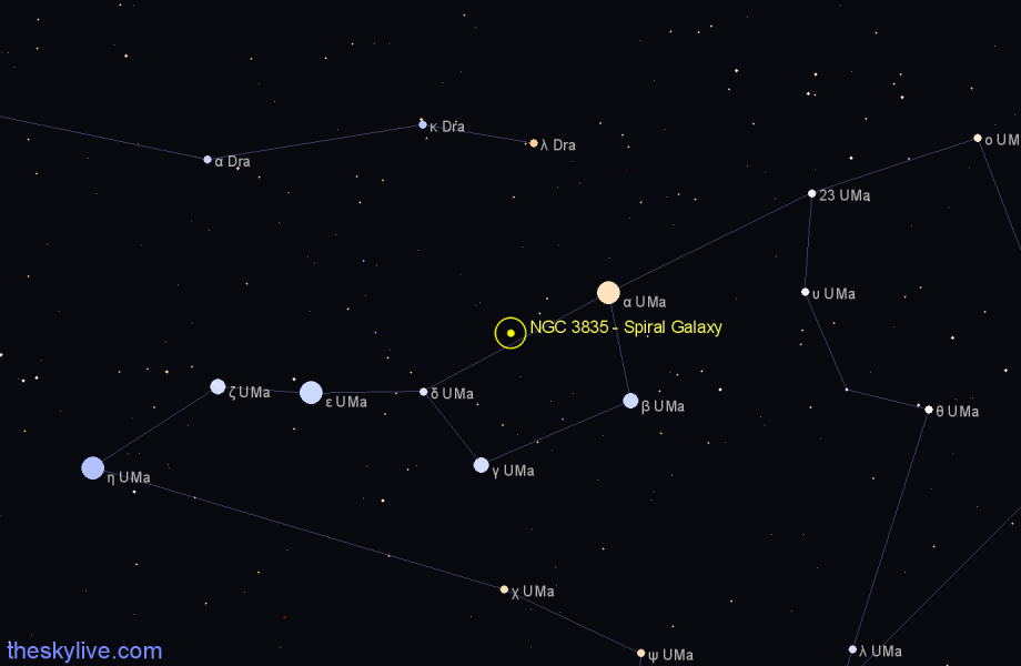 Finder chart NGC 3835 - Spiral Galaxy in Ursa Major star