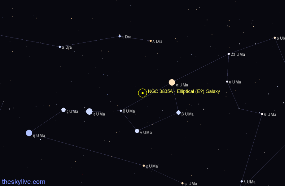 Finder chart NGC 3835A - Elliptical (E?) Galaxy in Ursa Major star