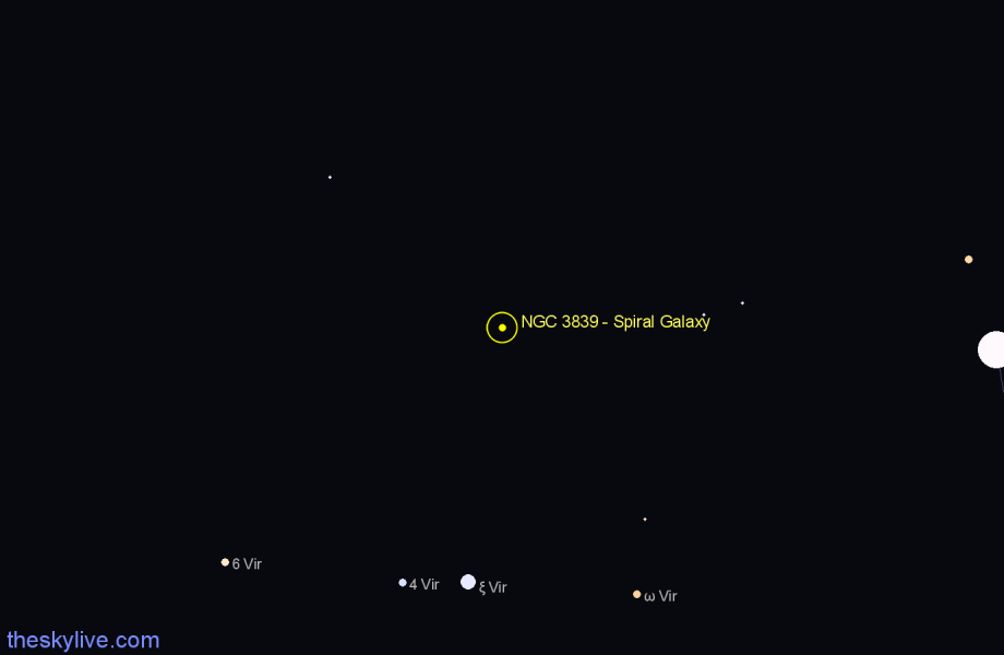 Finder chart NGC 3839 - Spiral Galaxy in Leo star