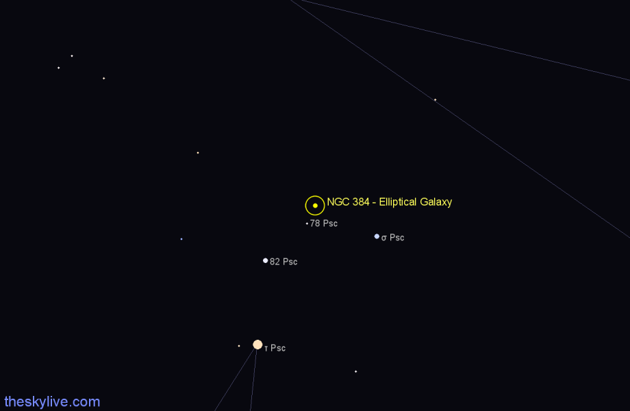 Finder chart NGC 384 - Elliptical Galaxy in Pisces star