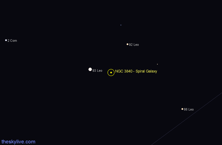 Finder chart NGC 3840 - Spiral Galaxy in Leo star