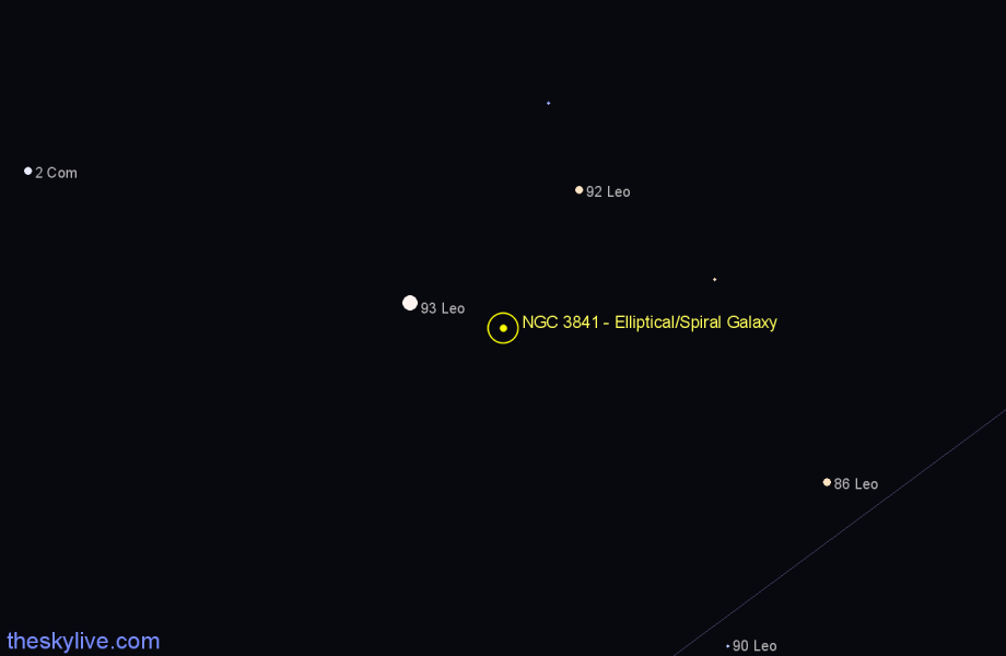 Finder chart NGC 3841 - Elliptical/Spiral Galaxy in Leo star