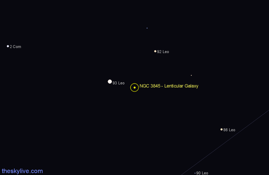 Finder chart NGC 3845 - Lenticular Galaxy in Leo star