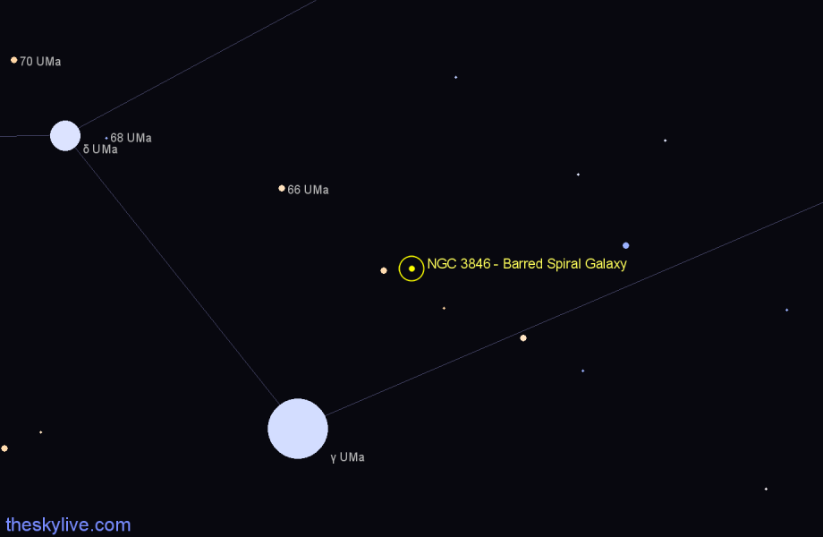 Finder chart NGC 3846 - Barred Spiral Galaxy in Ursa Major star