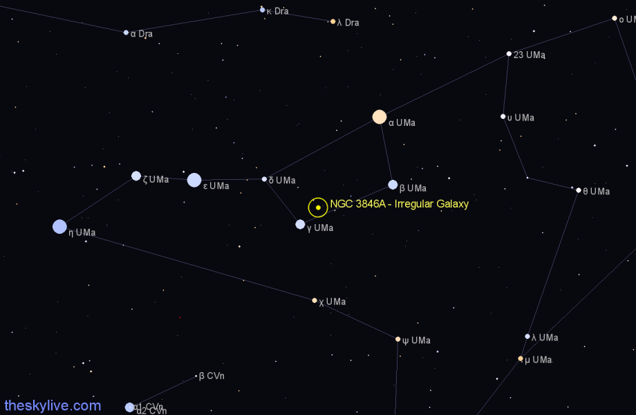 Finder chart NGC 3846A - Irregular Galaxy in Ursa Major star