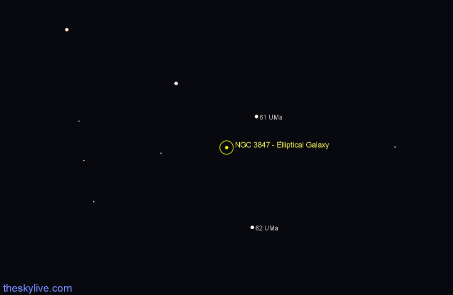 Finder chart NGC 3847 - Elliptical Galaxy in Ursa Major star