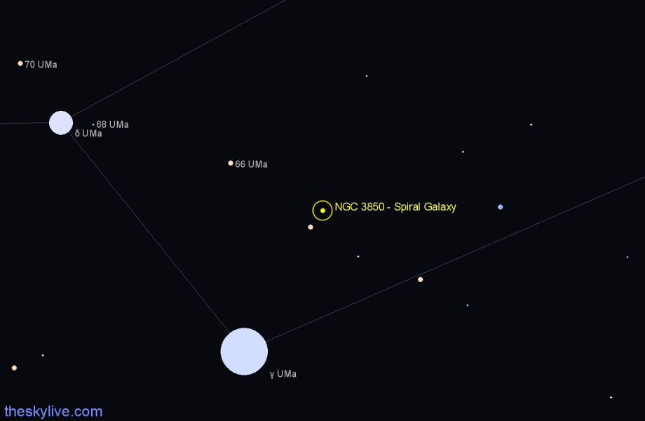 Finder chart NGC 3850 - Spiral Galaxy in Ursa Major star