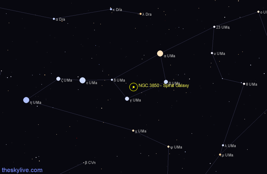 Finder chart NGC 3850 - Spiral Galaxy in Ursa Major star