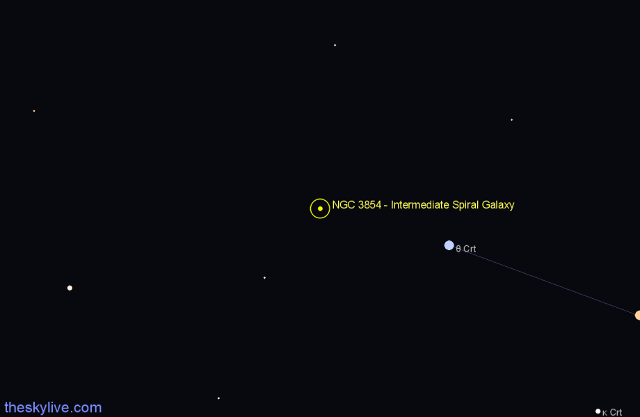 Finder chart NGC 3854 - Intermediate Spiral Galaxy in Crater star