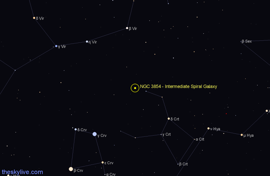 Finder chart NGC 3854 - Intermediate Spiral Galaxy in Crater star