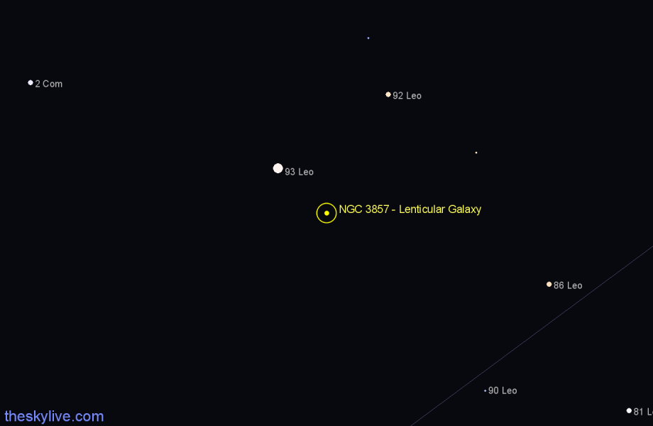 Finder chart NGC 3857 - Lenticular Galaxy in Leo star