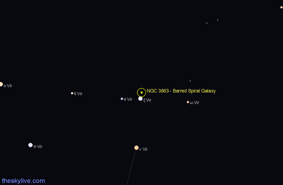 Finder chart NGC 3863 - Barred Spiral Galaxy in Virgo star