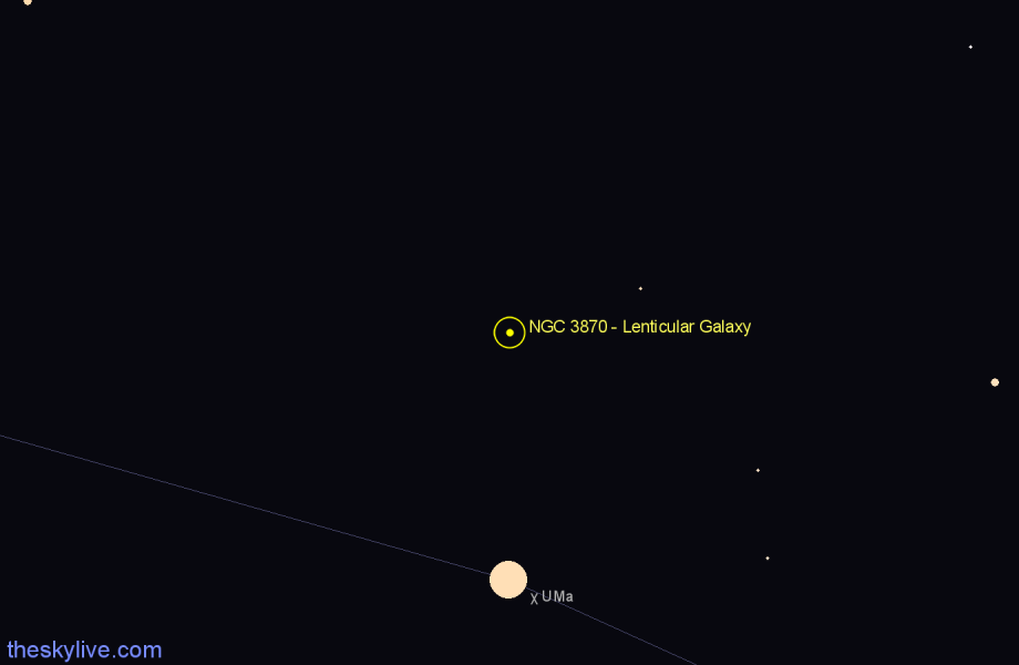 Finder chart NGC 3870 - Lenticular Galaxy in Ursa Major star