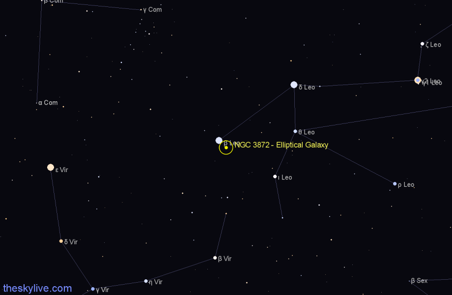 Finder chart NGC 3872 - Elliptical Galaxy in Leo star