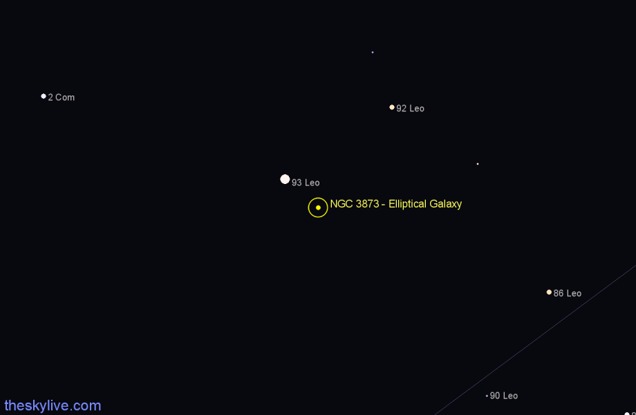 Finder chart NGC 3873 - Elliptical Galaxy in Leo star