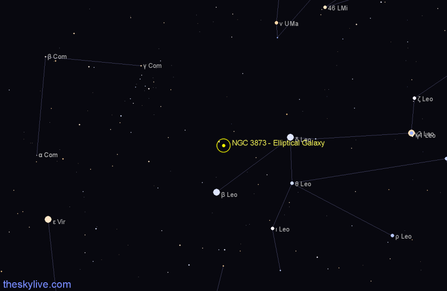 Finder chart NGC 3873 - Elliptical Galaxy in Leo star