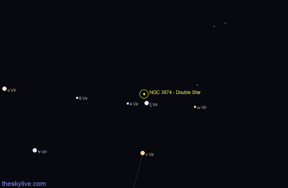 Finder chart NGC 3874 - Double Star in Virgo star