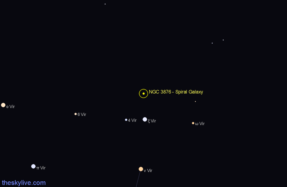 Finder chart NGC 3876 - Spiral Galaxy in Virgo star