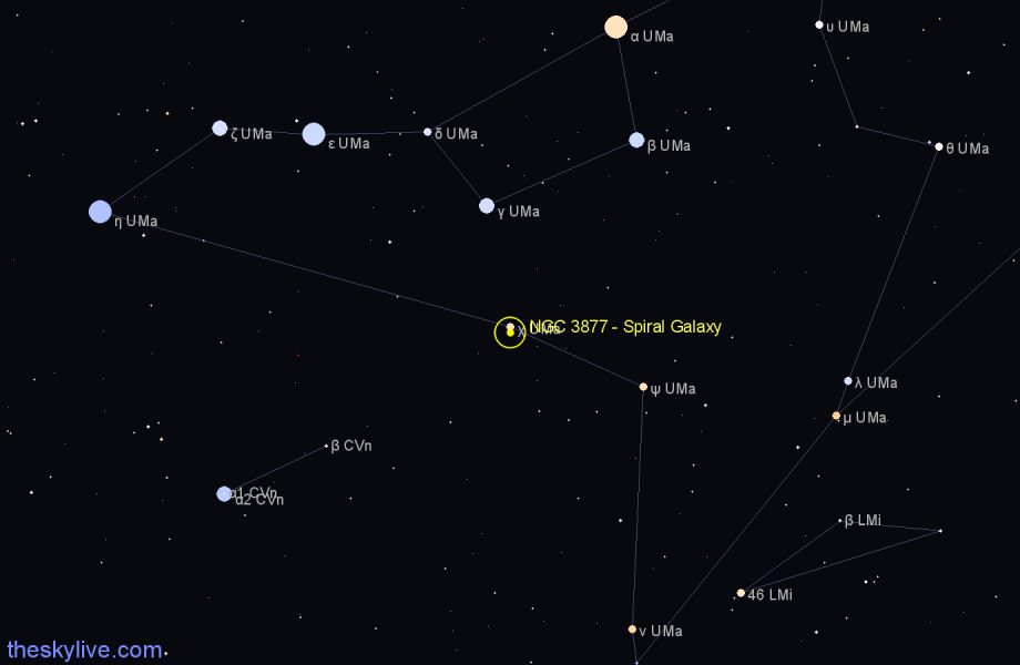 Finder chart NGC 3877 - Spiral Galaxy in Ursa Major star