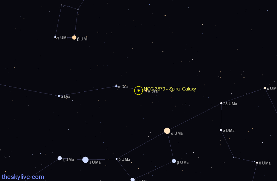 Finder chart NGC 3879 - Spiral Galaxy in Draco star