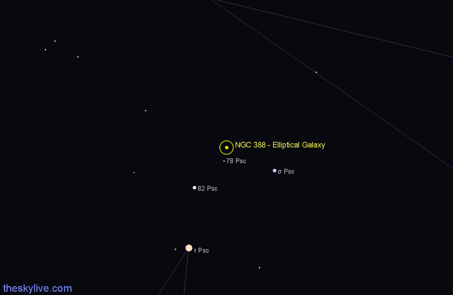 Finder chart NGC 388 - Elliptical Galaxy in Pisces star