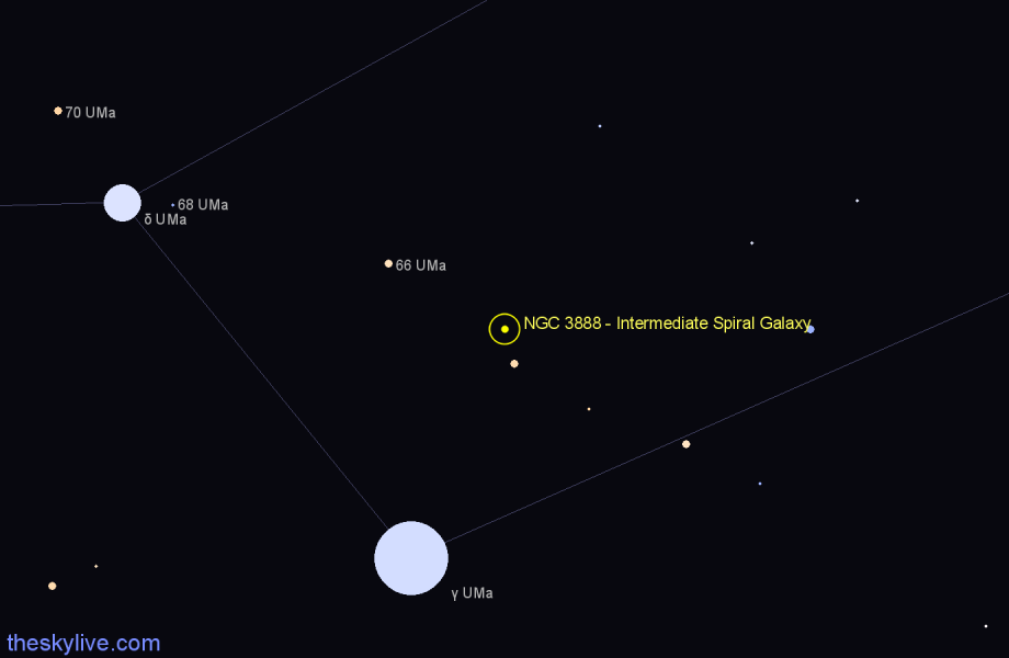 Finder chart NGC 3888 - Intermediate Spiral Galaxy in Ursa Major star