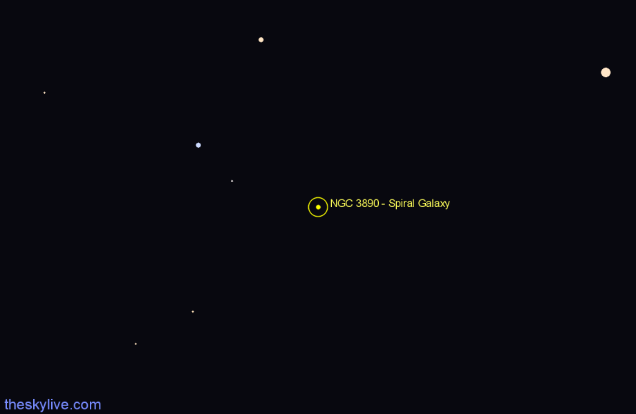 Finder chart NGC 3890 - Spiral Galaxy in Draco star