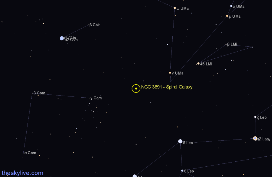 Finder chart NGC 3891 - Spiral Galaxy in Ursa Major star