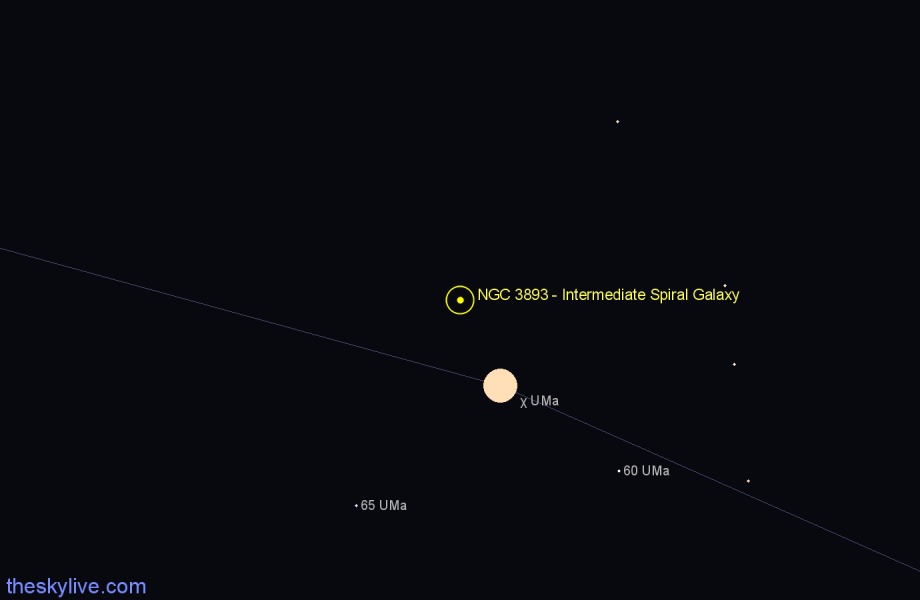 Finder chart NGC 3893 - Intermediate Spiral Galaxy in Ursa Major star