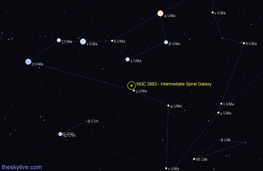 Finder chart NGC 3893 - Intermediate Spiral Galaxy in Ursa Major star