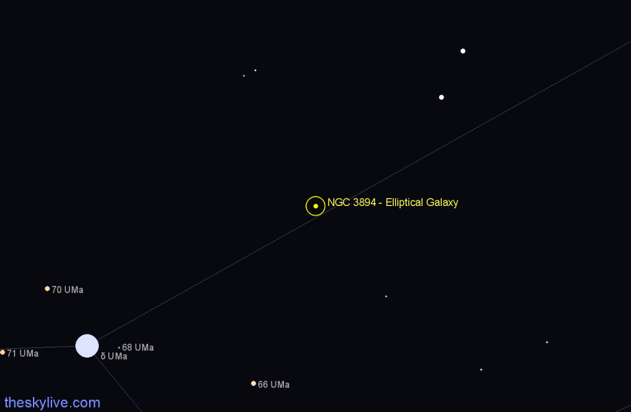 Finder chart NGC 3894 - Elliptical Galaxy in Ursa Major star