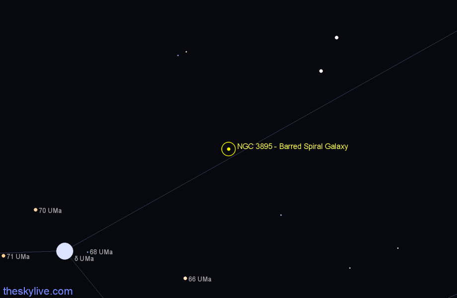 Finder chart NGC 3895 - Barred Spiral Galaxy in Ursa Major star