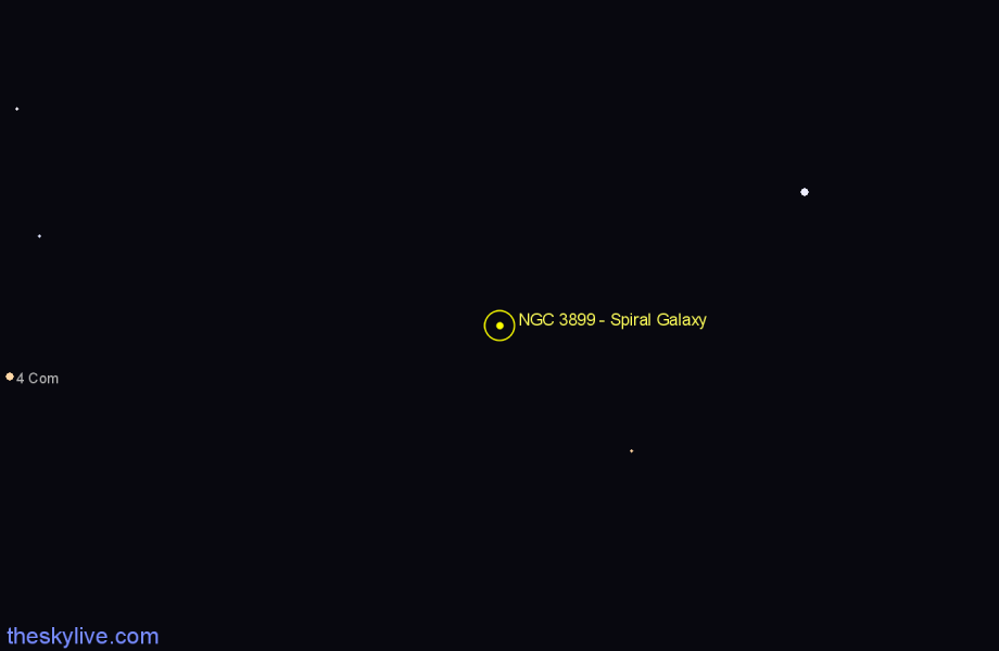 Finder chart NGC 3899 - Spiral Galaxy in Leo star