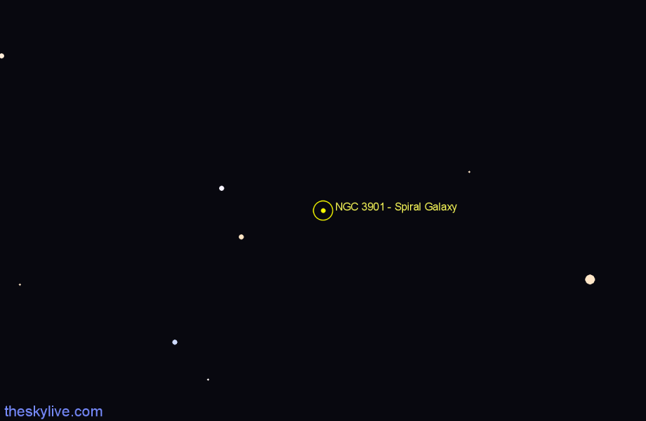 Finder chart NGC 3901 - Spiral Galaxy in Camelopardalis star