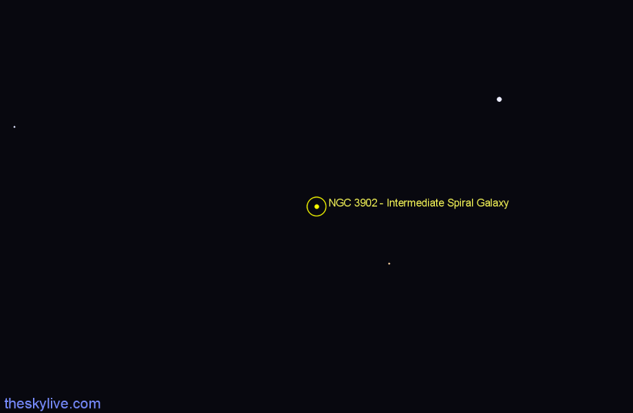 Finder chart NGC 3902 - Intermediate Spiral Galaxy in Leo star