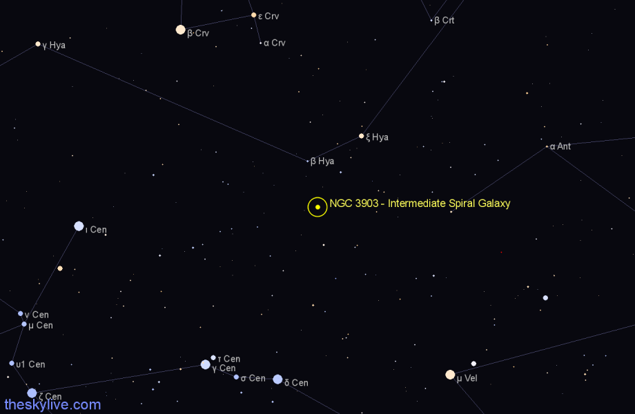 Finder chart NGC 3903 - Intermediate Spiral Galaxy in Centaurus star