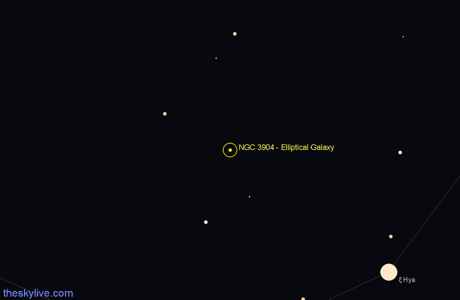 Finder chart NGC 3904 - Elliptical Galaxy in Hydra star